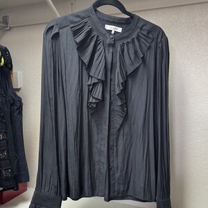Frame Denim Women's Charcoal Ruffle Blouse
